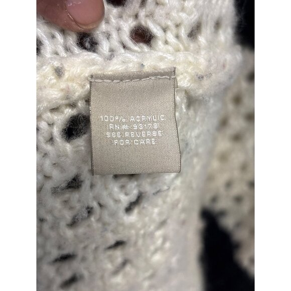 Joan Vass Studio Womens Open Knit Sweater With Black Stripes L Acrylic & Wool Bl - Picture 8 of 10